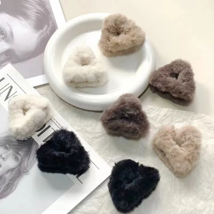 猫耳毛绒发夹前额刘海小号抓夹可爱毛毛发卡头饰女毛毛碎发夹子