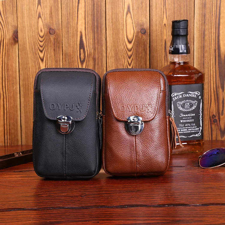 多功能手机小包包包腰工地腰包竖款休闲男士手机包牛皮手机包男