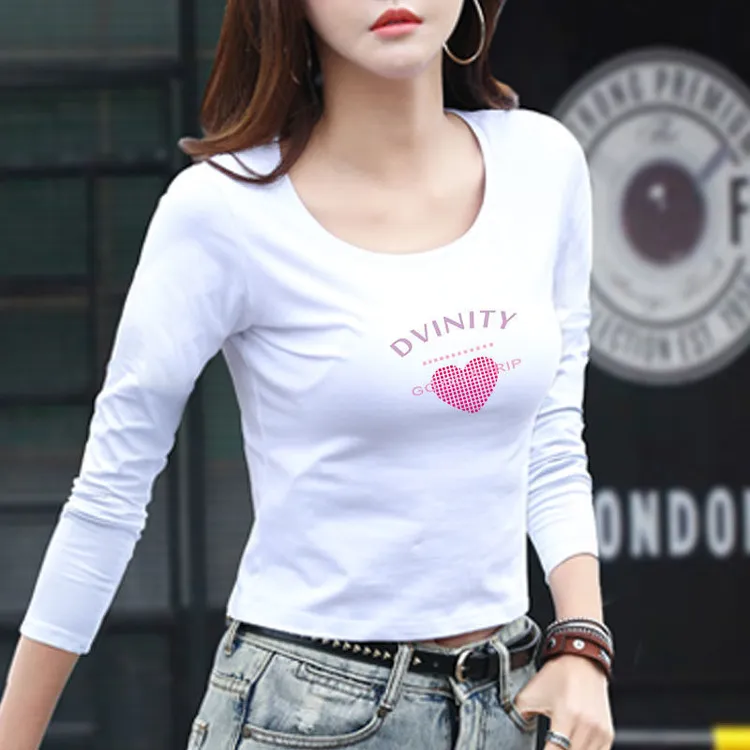 高腰露脐上衣女修身95棉春秋装2025年新款打底衫短款长袖t恤女潮