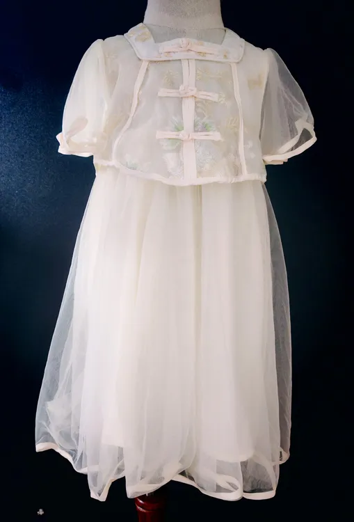 女童中式连衣裙古风夏装公主洋气纱裙新款小女孩国风儿童复古