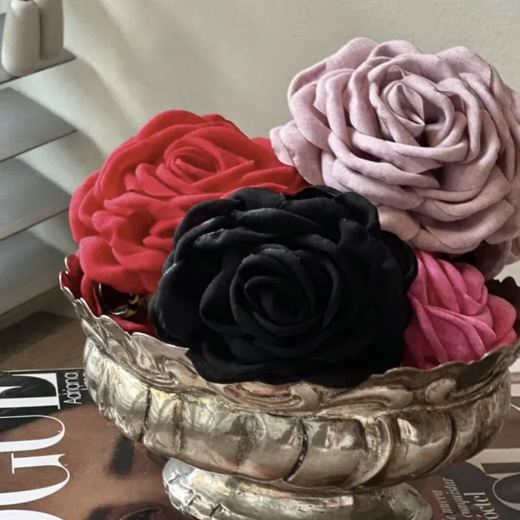 SWW秋冬复古立体大花抓夹法式浪漫花朵大抓夹韩版百搭气质抓夹