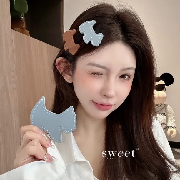 SWW可爱修狗!甜美气质小狗侧边夹 浪漫满屋女主同款后脑勺鸭嘴夹