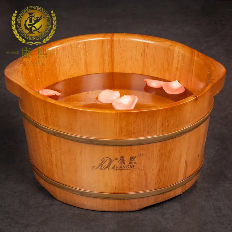 康熙足浴桶泡脚木桶小木盆实木洗脚桶木桶泡脚桶木质洗脚盆家用