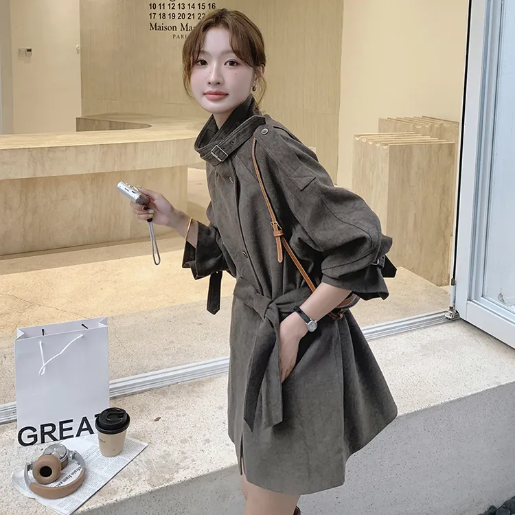 韩版收腰显瘦风衣外套女2025春秋新款气质休闲中长款上衣小众女装