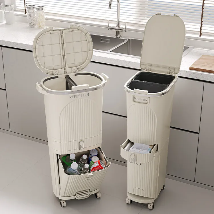 分类垃圾桶家用2024新款厨房专用桶带盖大号大容量免弯腰脚踏式