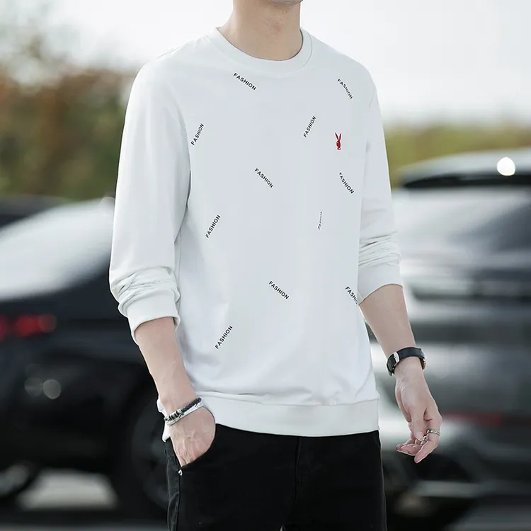 2023年春秋季男上衣长袖圆领卫衣运动休闲套头男士印花潮流百搭