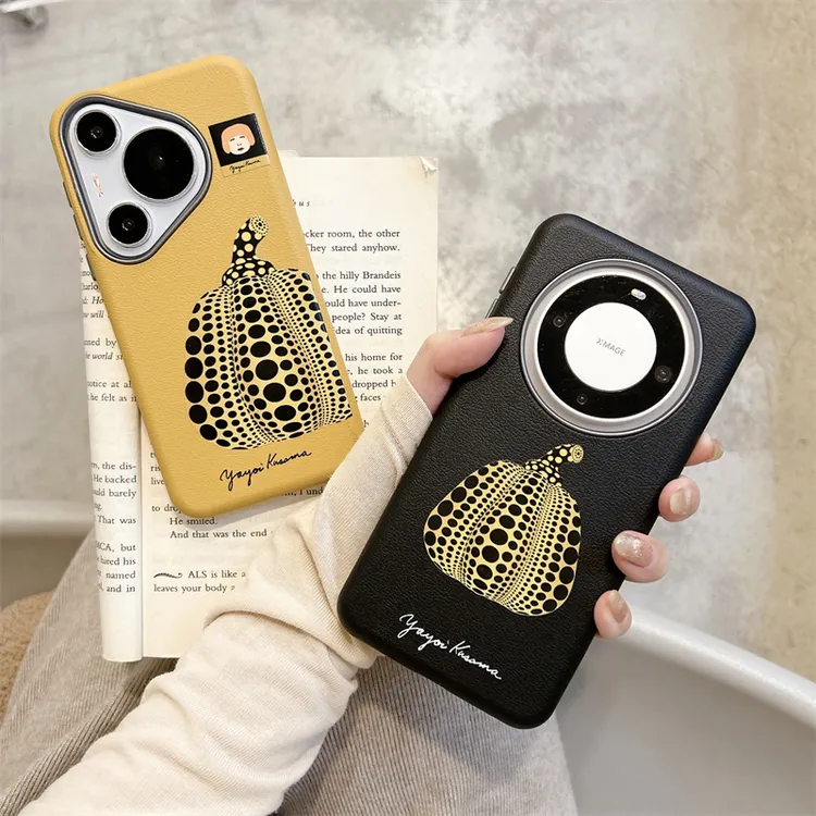 适用华为mate60pro+新款手机壳pura70网红超火皮质硬壳个性女款潮