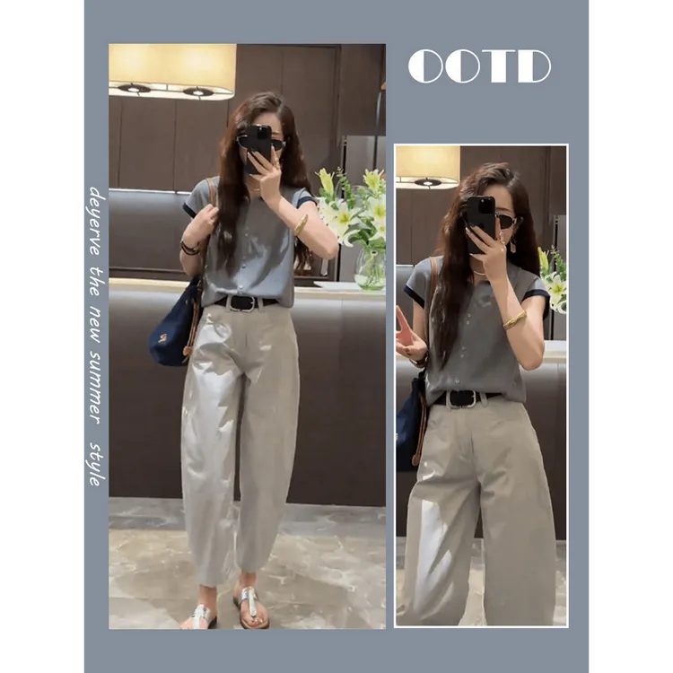 夏装搭配一整套轻熟夏季穿搭女装小众不撞款上衣职业今年流行套装