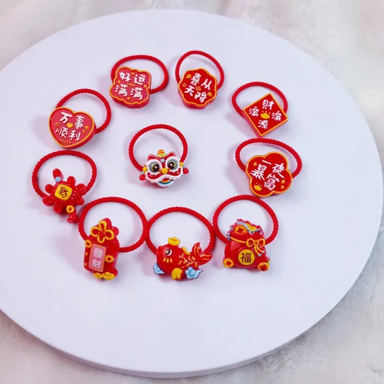 新年款儿童发圈可爱头绳喜庆公主发绳小女孩不伤发国风橡皮筋头饰