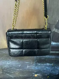 LQ-WITH-QUEEN真皮女包油蜡方格黑色