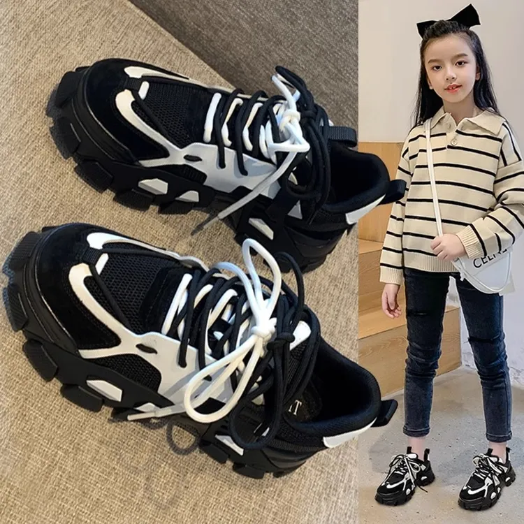 女童鞋子女孩中大童秋季加绒2025新款老爹鞋二棉休闲儿童运动鞋