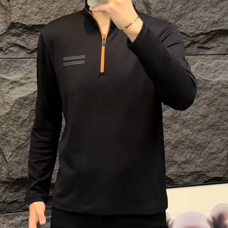 2110卫衣男秋冬季新款时尚拉链拼接横条男帅气百搭立领帅气卫衣