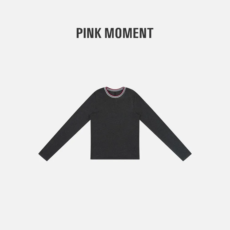 PM王囡囡 “慵懒炭灰” 领口撞色圆领长袖 NC1C0401