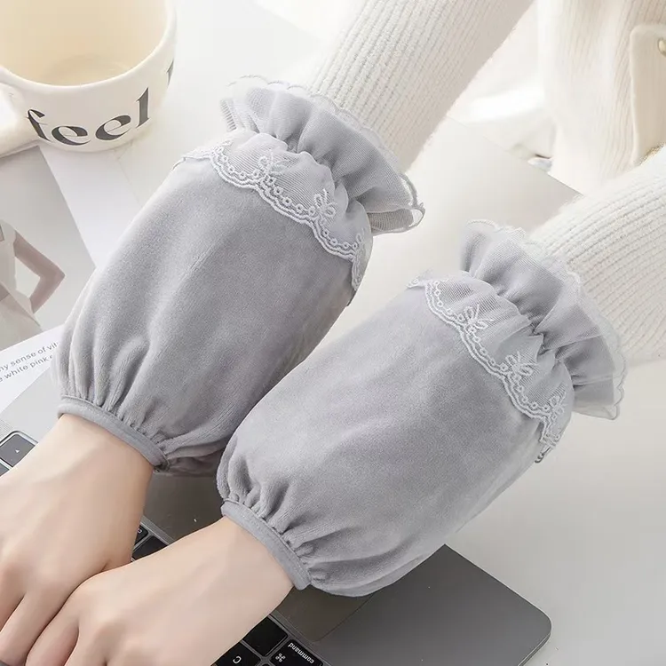 网红秋冬季短款花边袖套女防污耐脏百搭洗碗羽绒服棉袄袖头套袖筒