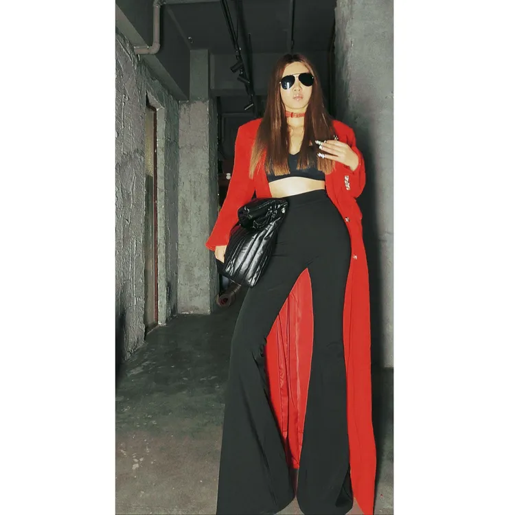 加绒和秋款【侧拉链大喇叭】AOAOMISSSHOP鳌鳌家黑色显瘦垂感西装裤