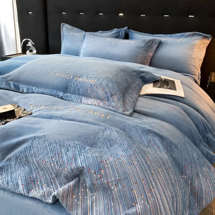 FANYUE/繁悦A类加厚牛奶绒四件套冬季双面宝宝绒床单被套床上用品