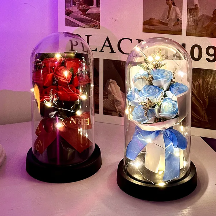 溢彩带灯永生花玫瑰花生日礼物女朋友老婆礼物浪漫高级礼盒花束