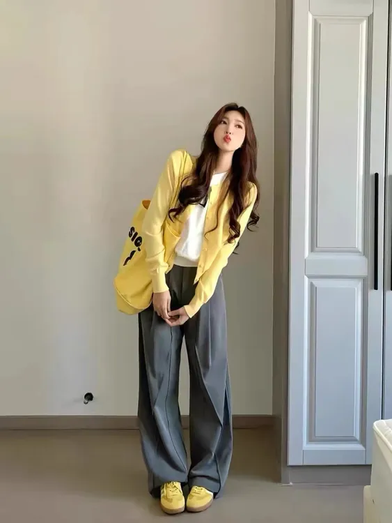 【现货】春秋韩版宽松慵懒风时髦百搭外搭打底针织开衫外套上衣