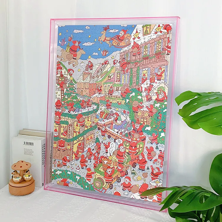 圣诞拼图GILL&LILL拼图成人版1000片圣诞老人村庄玩具冬灯送礼物