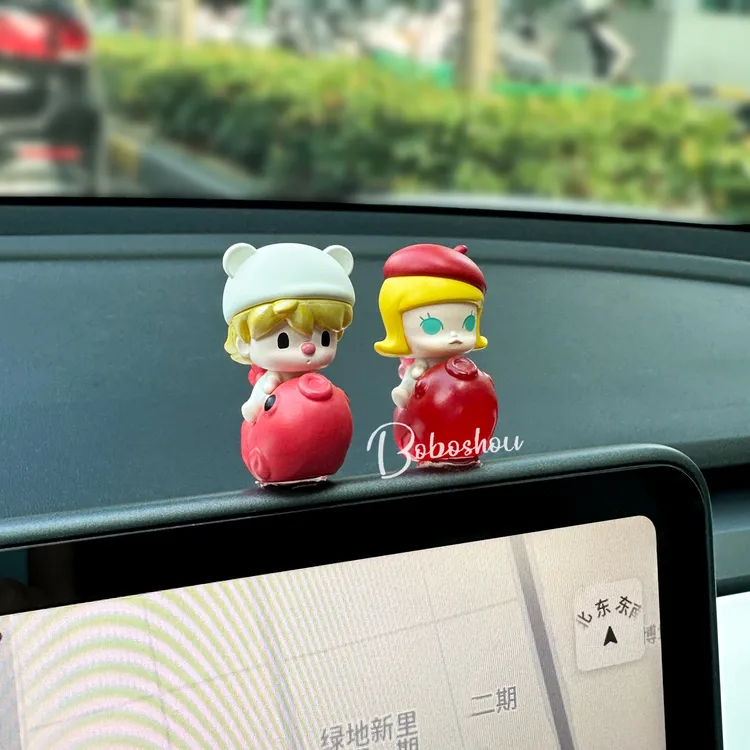 泡泡特萌粒坐姿系列汽车摆件车内车载中控台显示屏装饰品小公仔