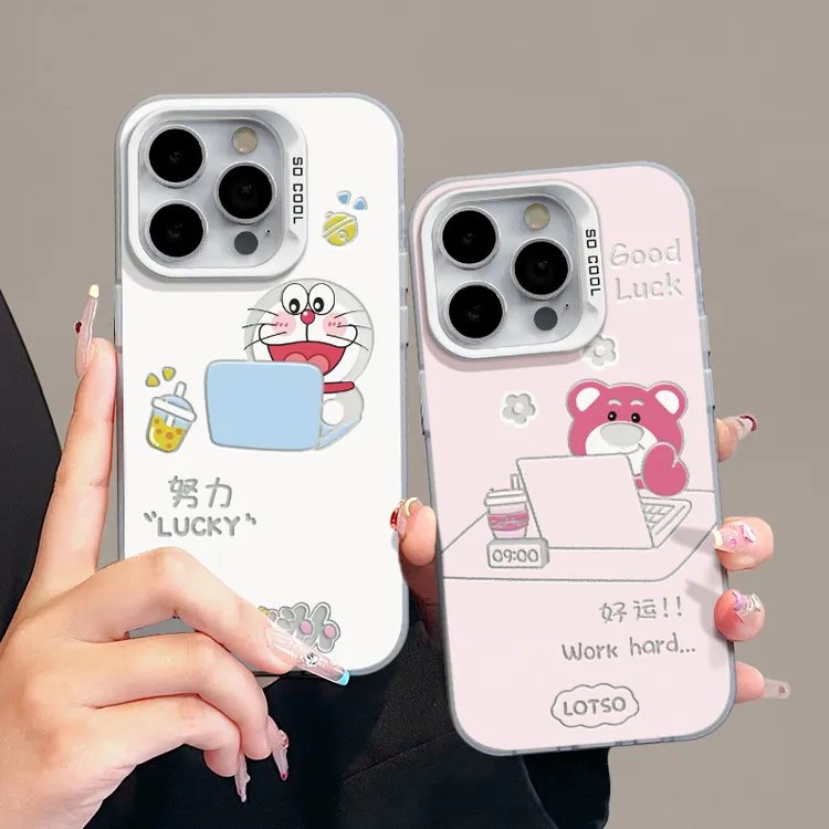 适用苹果15简约iPhone14彩银手机壳13华为磨砂nova办公哆啦mate60