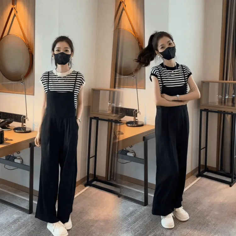 2025套装夏季轻奢高端女装背带裤显瘦显瘦裤子内搭两件套减龄