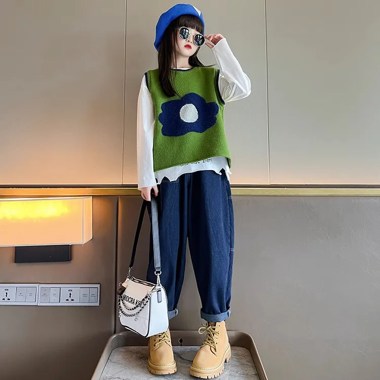 女童套装春秋2025新款大童秋装洋气时髦儿童爆款三件套6-12岁秋季
