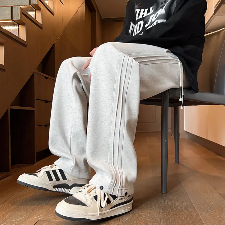 运动裤男宽松休闲裤男生秋季2024新款垂感松紧腰直筒拖地长裤子