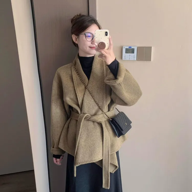 气质高级加厚毛呢外套女冬季大码胖mm美拉德复古时髦斗篷呢子大衣