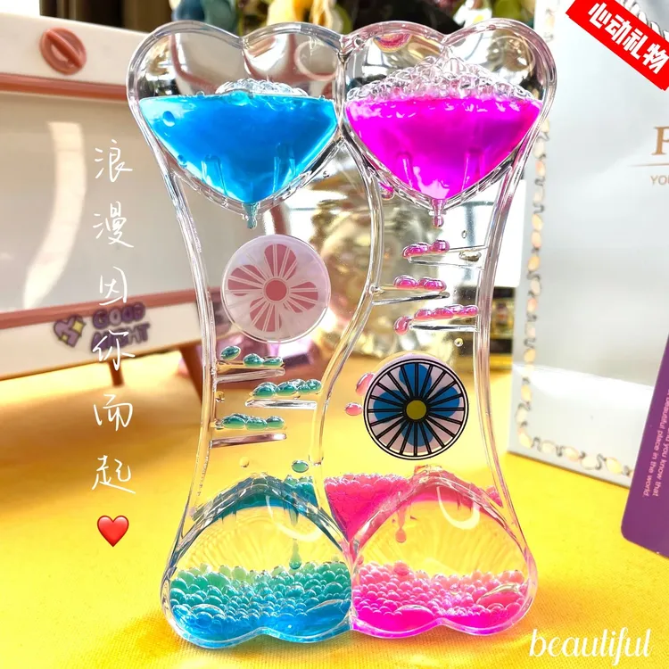 创意浪漫爱心网红油漏沙漏油滴水滴摆件送儿童节学生老师节日礼物