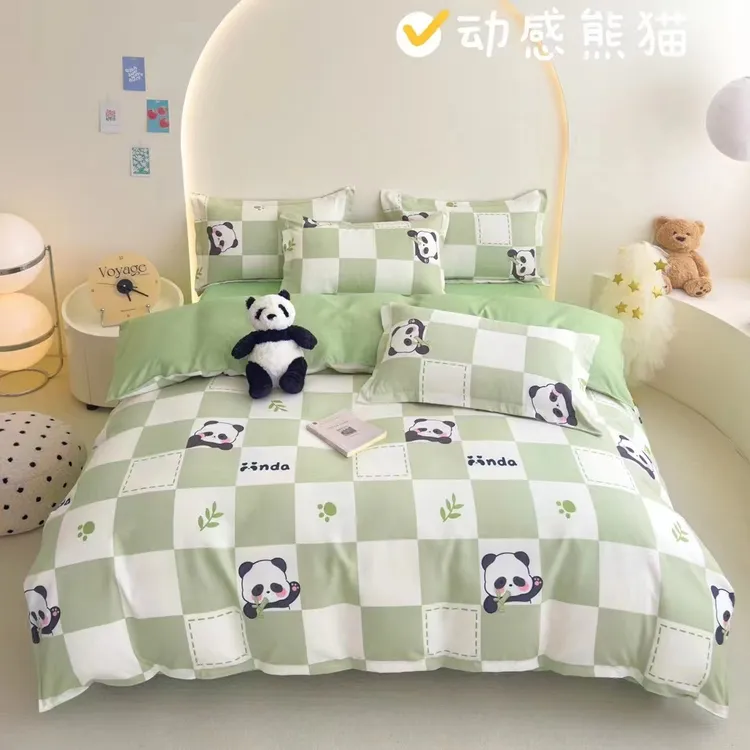 春秋环保活性印染亲肤四件套宿舍斜纹磨毛床笠款小清新可机洗印花