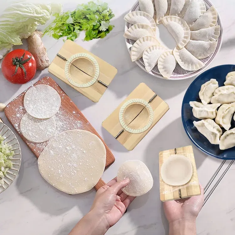 【俞文】包饺子用具木头包饺子器模具批发折叠双头包饺子器