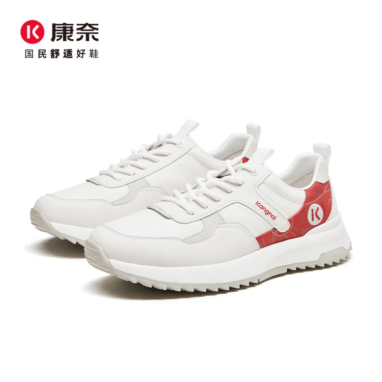 李斯丹妮同款康奈国朝新品夏季百搭透气软底厚底真皮轻便阿甘鞋