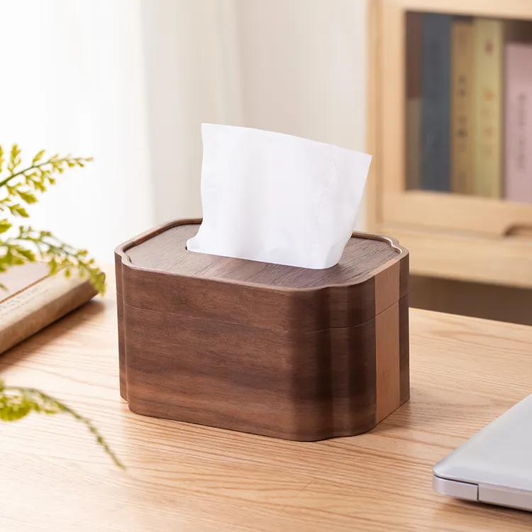 北欧现代家用客厅桌面创意北美黑胡桃纸巾盒家用抽纸盒茶几纸抽盒