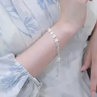 足银手链 【N29】足银999.9花丝蝴蝶流苏圆珠手链女镂空环手饰时尚