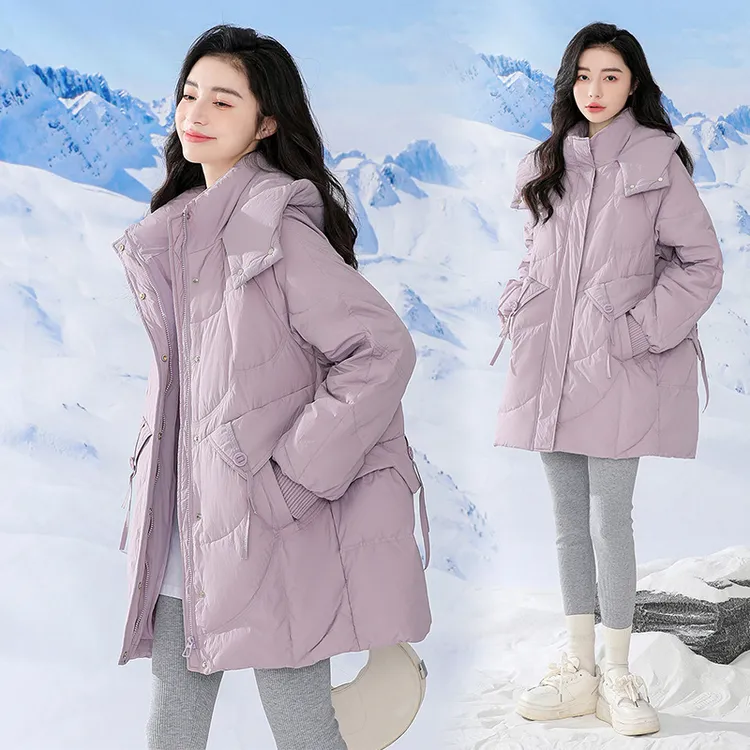 胖赞大胖mm加肥200大码女孕妇宽松A字版白鸭绒250斤中长款羽绒服