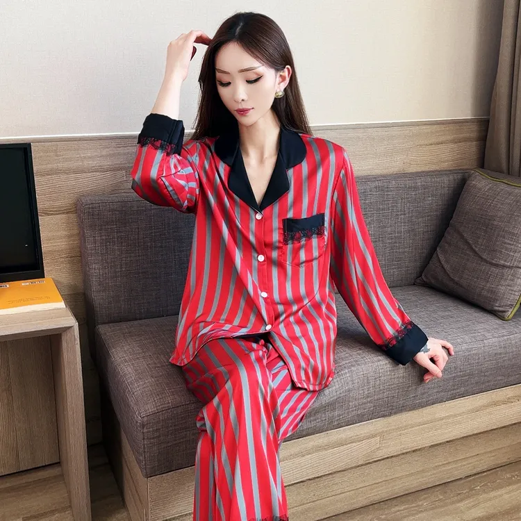 情侣款冰丝长袖女士套装2025春季新款轻奢高级感居家服男可外穿出