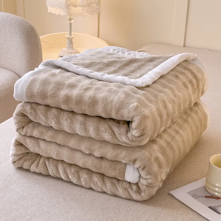 轻奢兔毛绒毛毯长毛办公室披肩小毯子冬季午睡毯沙发毯高级感盖毯