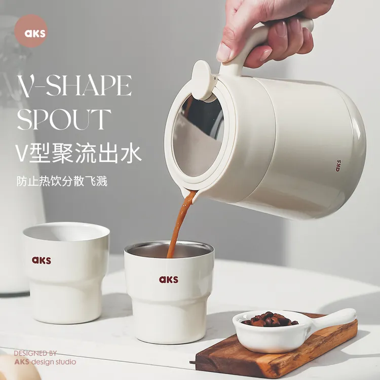 AKS茶水分离旅行保温壶家用大号养生焖茶壶泡茶暖水壶陶瓷咖啡壶