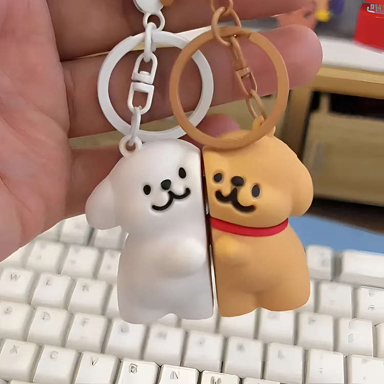 送男女生线条狗磁吸钥匙扣卡通风挂件贴贴情侣闺蜜生日礼物