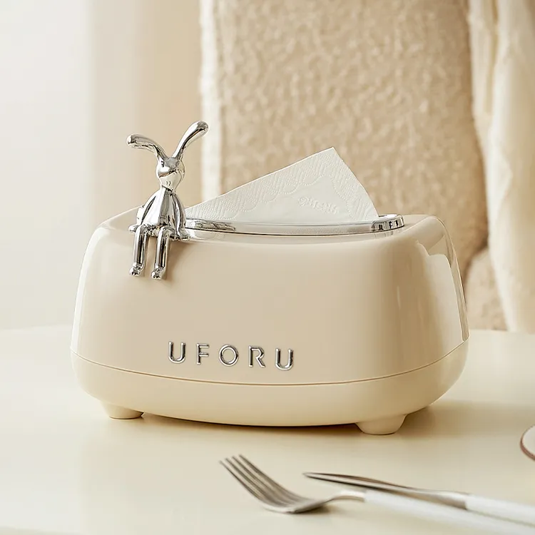 【半岛良品】简约弹簧纸巾盒抽纸盒客厅餐厅奶白大容量餐巾纸盒Y