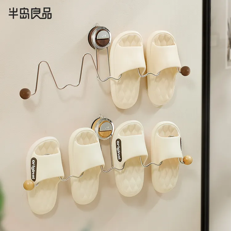 【半岛良品】浴室吸盘拖鞋架家用卫生间拖鞋架免打孔壁挂式新款鞋架