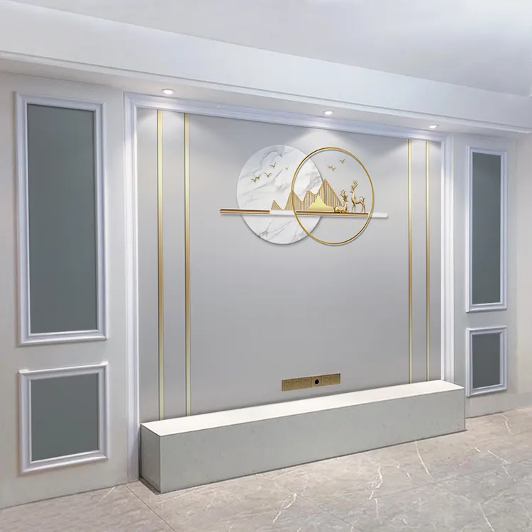 简约电视背景墙2025新款麋鹿墙贴壁画客厅电视墙壁布影视壁纸墙布