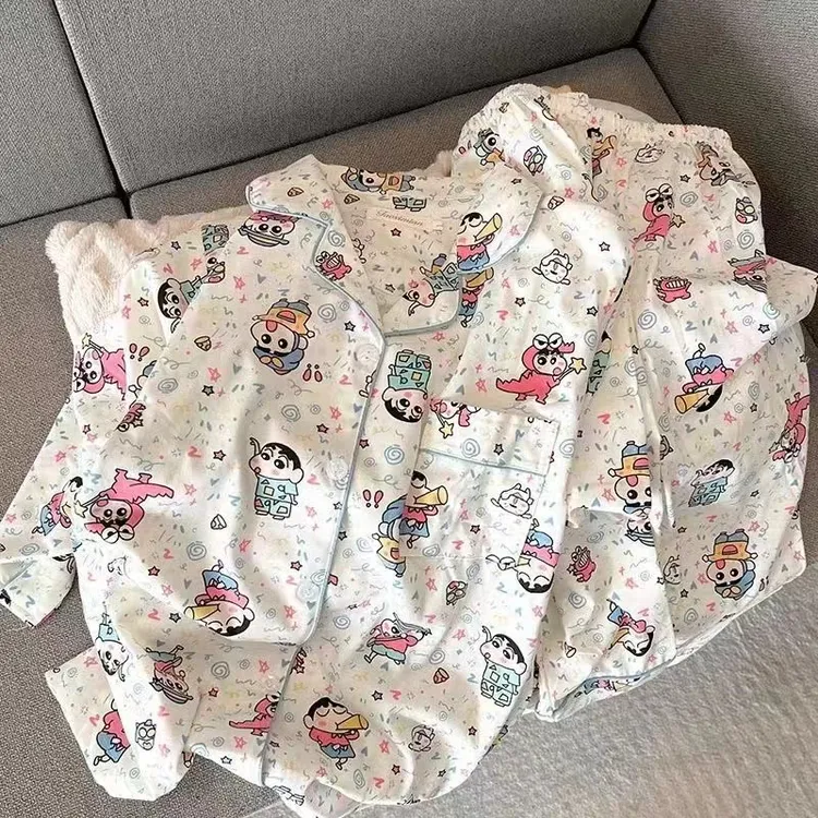 睡衣云朵棉春秋款长袖长裤女卡通薄款ins少女学院风家居服两件套
