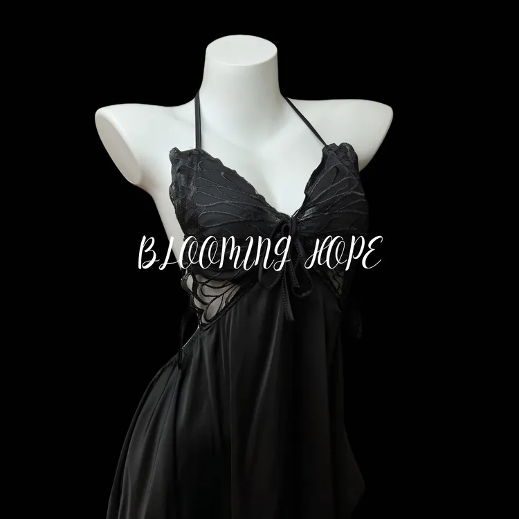 BLOOMING HOPE性感睡衣纯欲薄款吊带睡裙网红禁欲系露背美背女士
