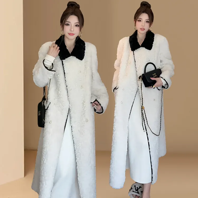 韩版百搭高级感毛毛外套2025秋冬新款翻领中长款宽松显瘦时尚大衣