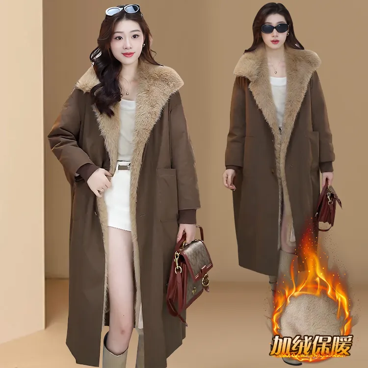 高级感派克服外套女2025冬季新款加绒加厚中长款外套爆款洋气大衣