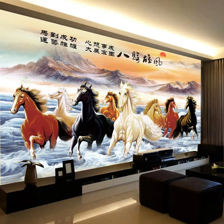 蒙娜丽莎十字绣八骏图2023新款线绣客厅马到成功八匹马自己绣手工