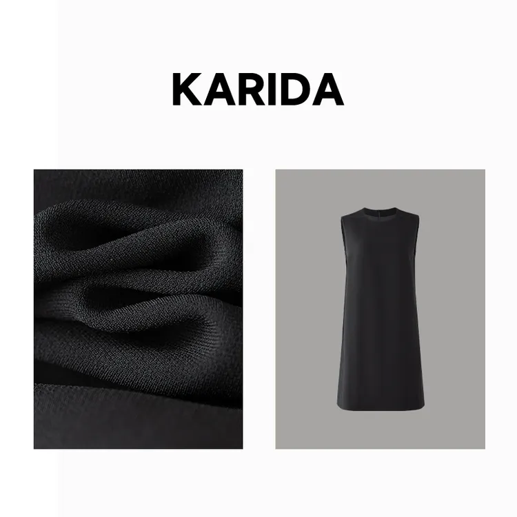 Karida珂芮达【迷恋】新款三醋酸短款&长款无袖连衣裙女装连衣裙