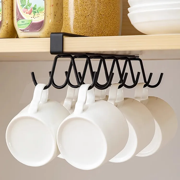 厨房置物架挂钩橱柜门挂架挂钩架一排无痕免打孔悬挂式收纳整理架